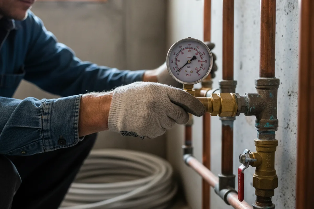 Pressure testing a repaired line during Water Line Repair in Glen Mills
